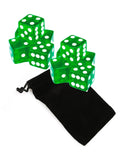 Set of 10 Six Sided Square Translucent 16mm D6 Dice - Green with White Pip Die