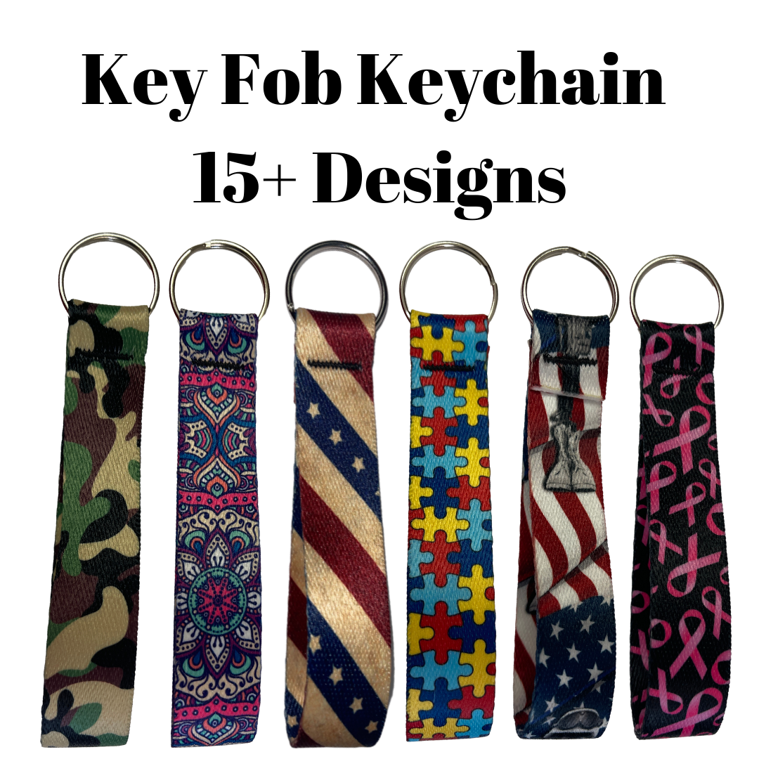 Key Fob Keychain Wristlet Wrist Lanyard Strap Painted Plume